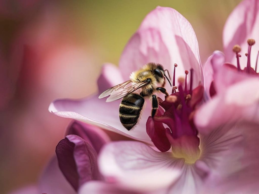 bee pink flower